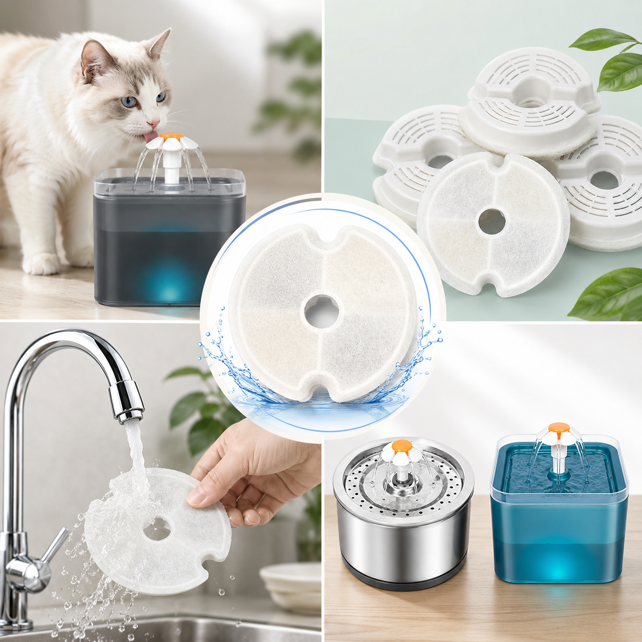 4PCS Replacement Foam Filters for Pet Water Fountain Pump Sponge Filters