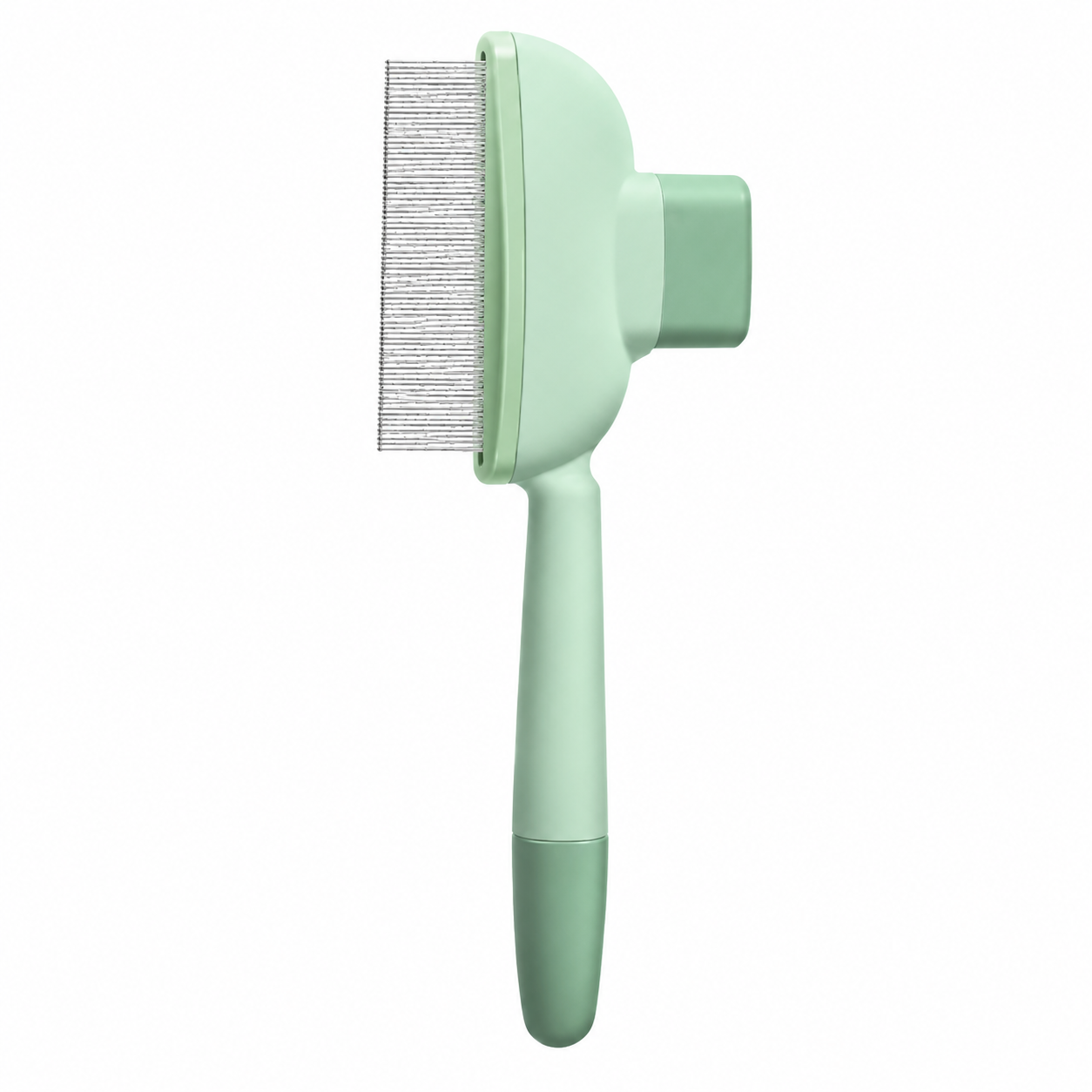 One Button Pet Grooming Brush Dog Cat Deshedding Comb with Self Cleaning Design - Green