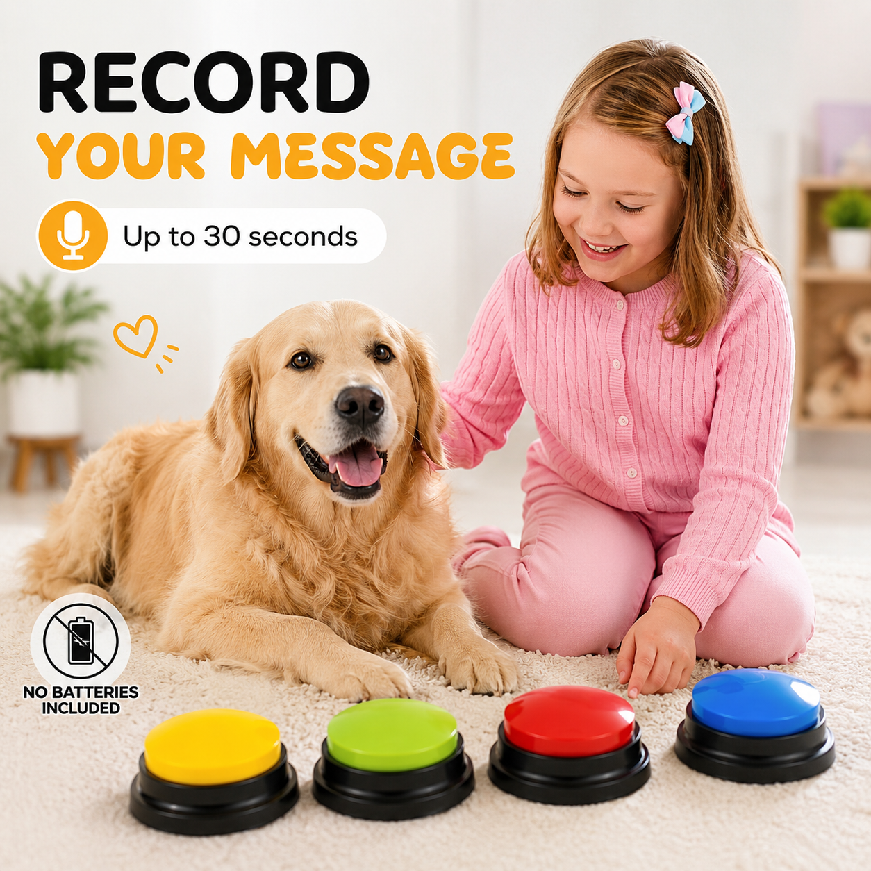 Voice Recording Button for Pet Training 30 Second Record and Playback Buzzer - 4 PCS