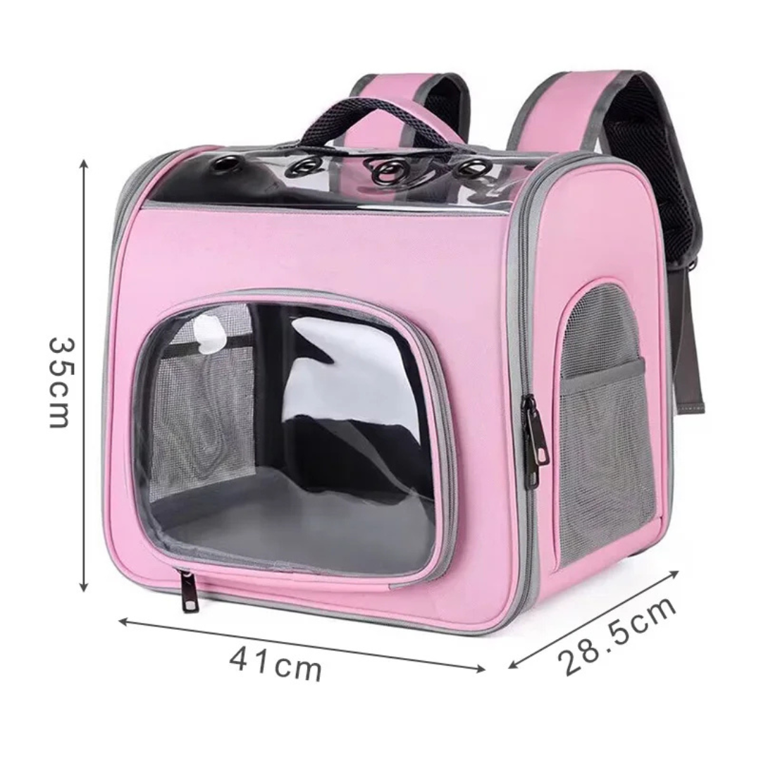 Portable Oxford Pet Backpack Carrier with Ventilation Mesh for Cats and Small Dogs - Pink