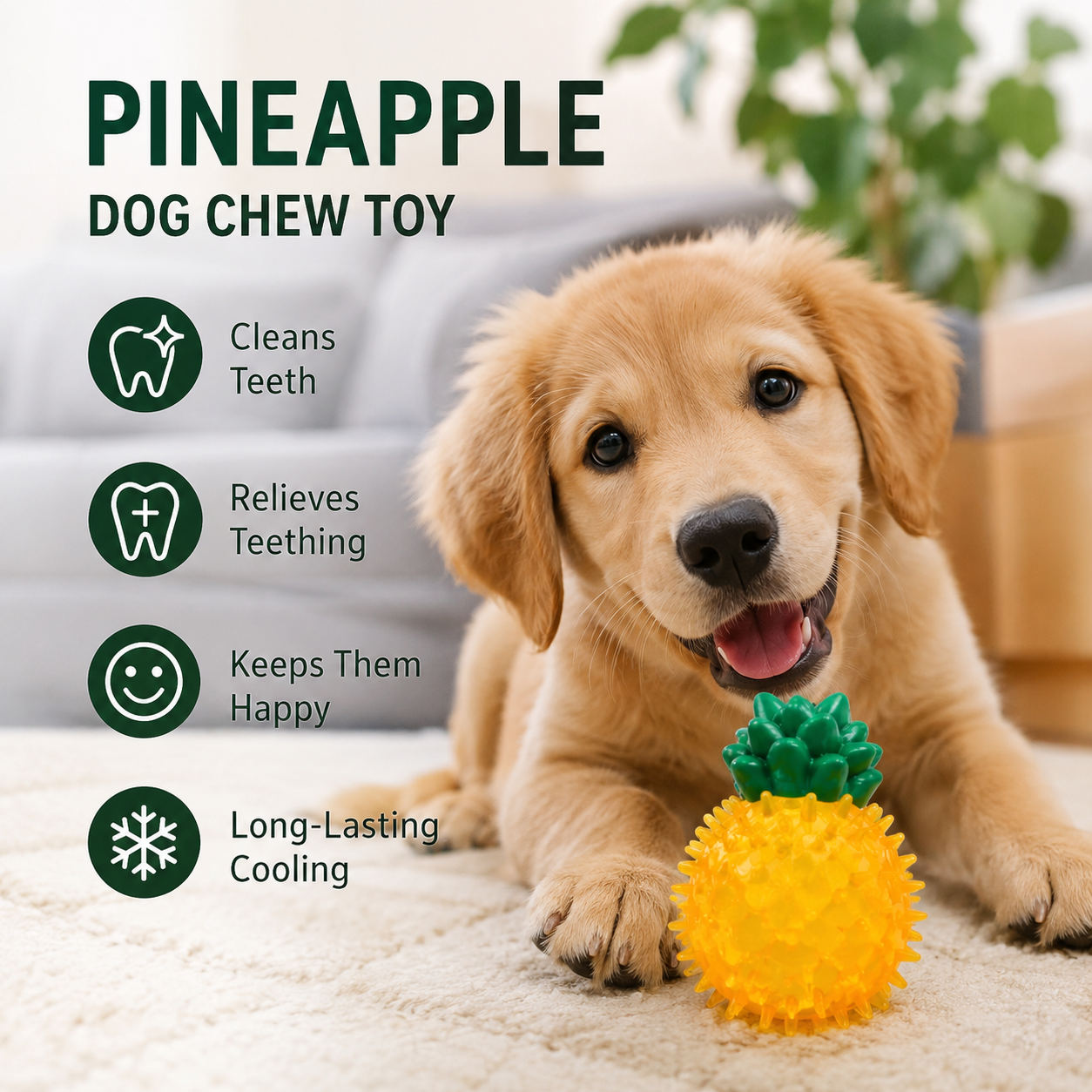Freezable Pineapple Squeaky Interactive Pet Toy for Dogs