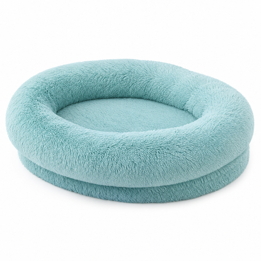 Fluffy Donut Dog Bed with Raised Rim – Green