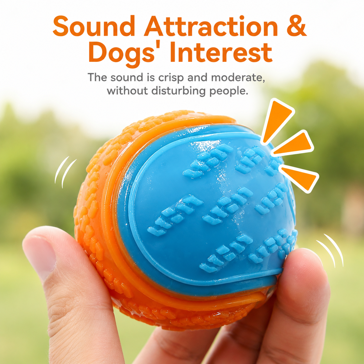 Silicone Dog Chew Ball Squeaky Teeth Cleaning Toy for Puppies and Dogs - Orange Blue