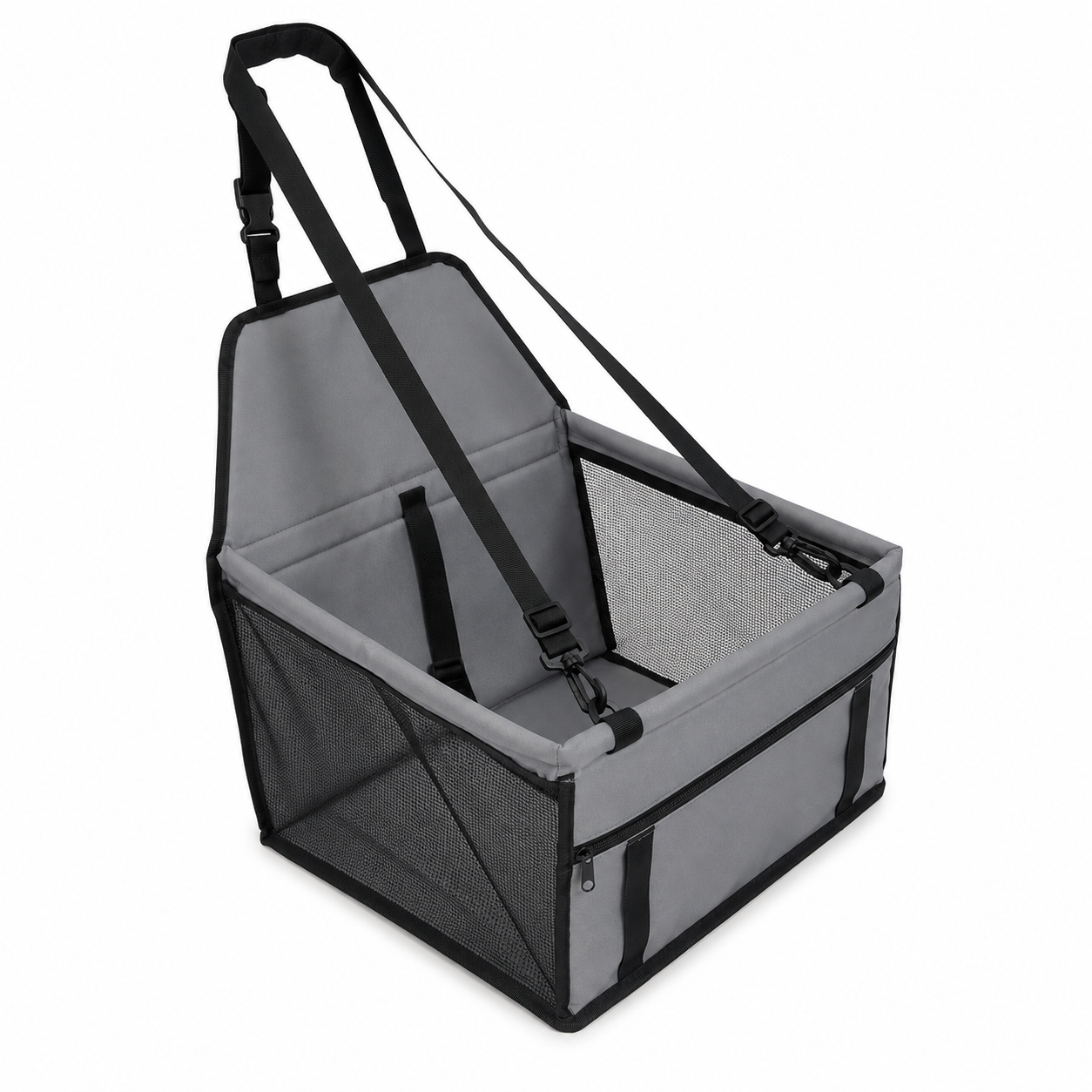 Stable Foldable Pet Car Seat Cover for Dogs and Cats - Grey