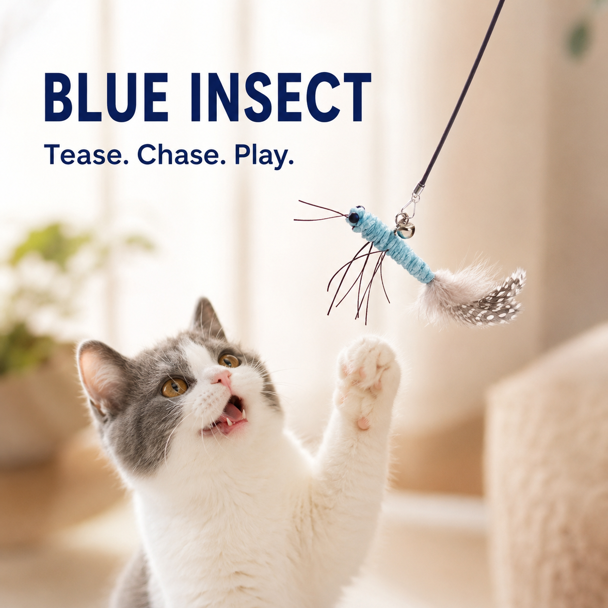 Dragonfly Feather Cat Toy Replacement Head Interactive Teaser Attachment for Cats