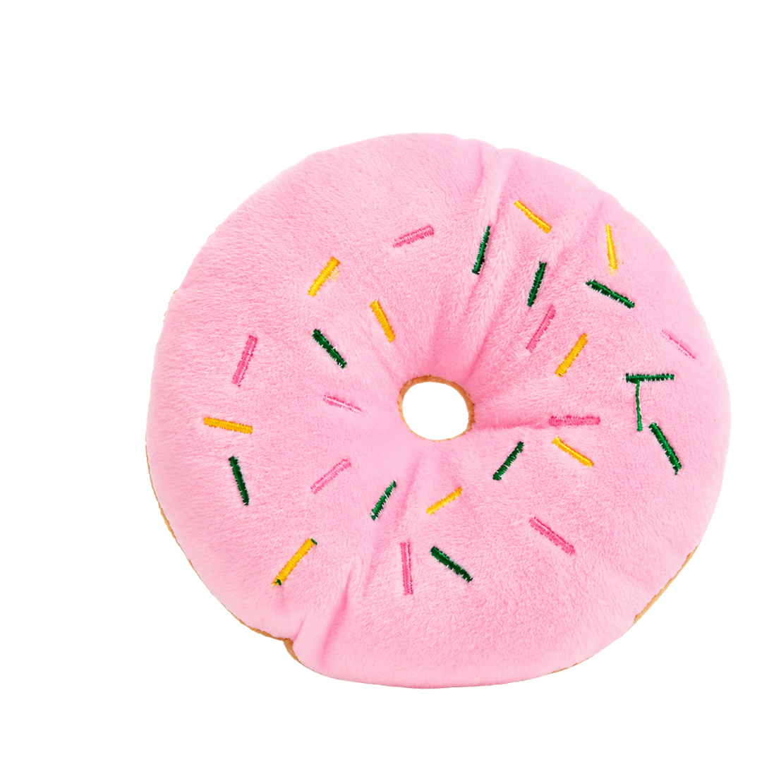 Plush Donut Dog Toy with Squeaky Sound Interactive Chew Toy for Small and Medium Dogs