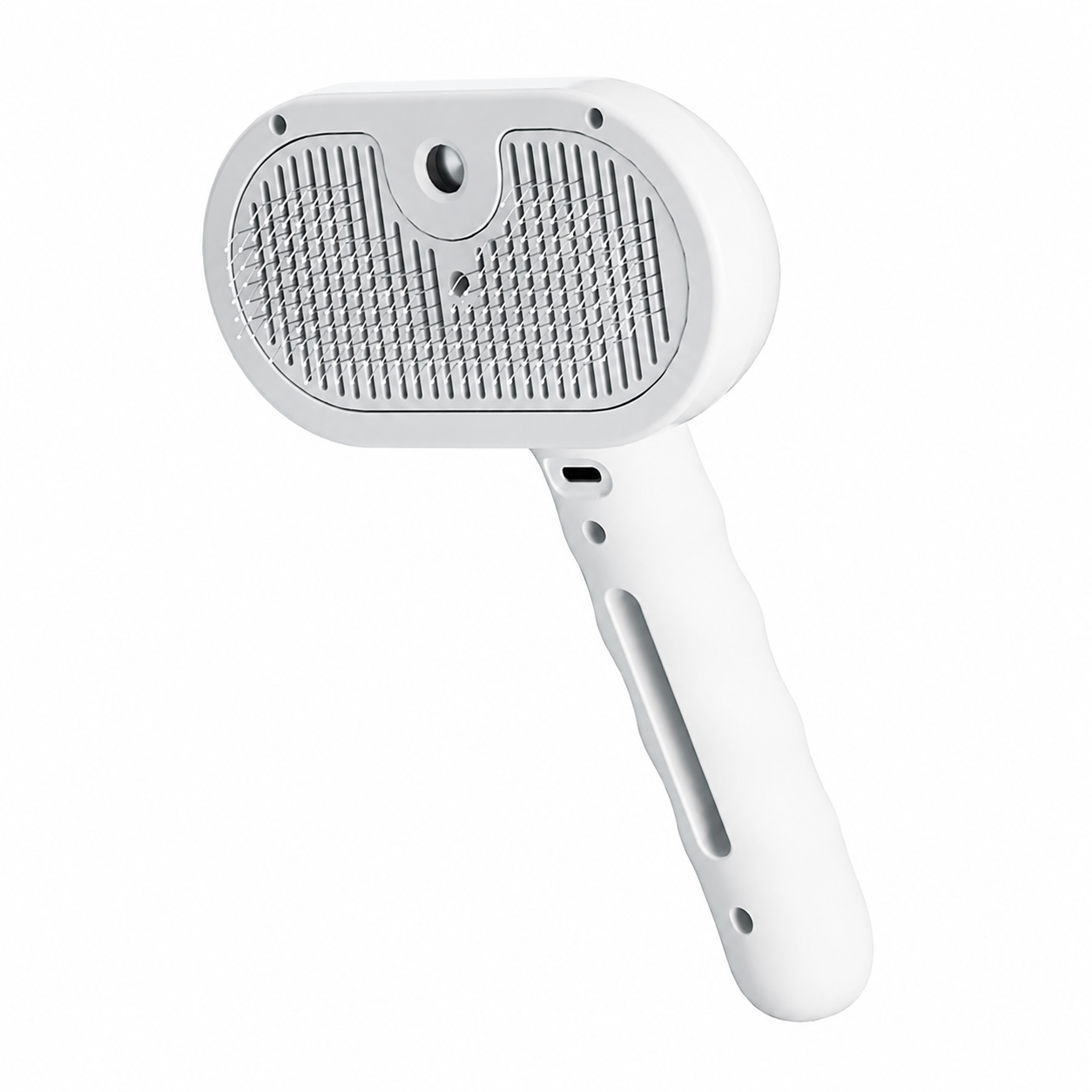 Rechargeable Pet Grooming Brush with Fine Mist Spray Hair Removal Comb for Dogs and Cats - White