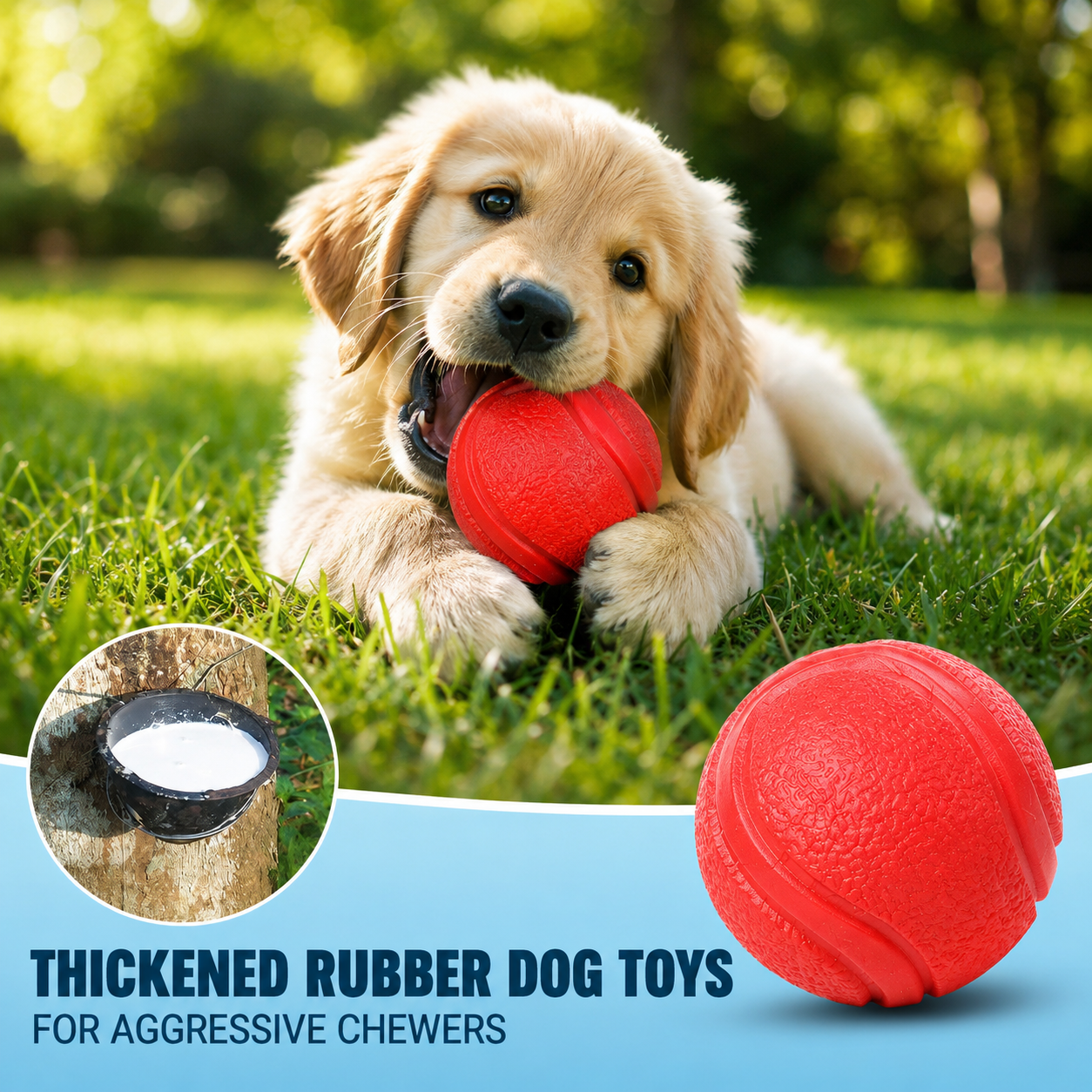 Rubber Pet Toy Ball Bite Resistant for Dogs and Cats - Red