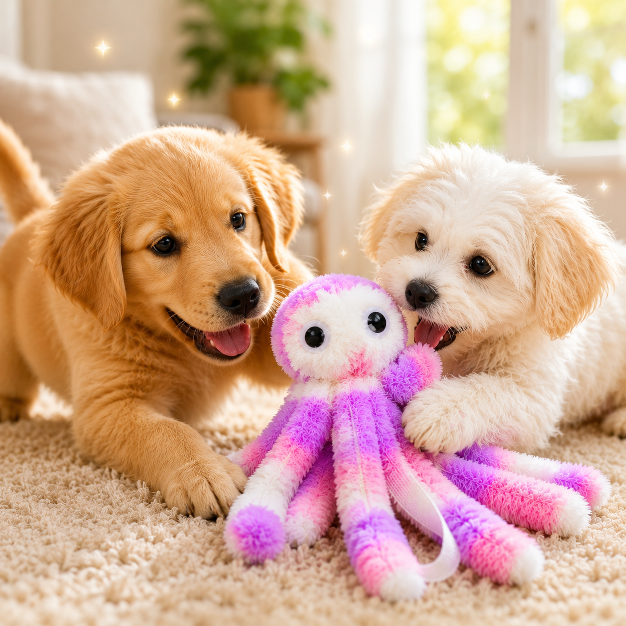 Pink Octopus Plush Cat Toy Small Interactive Pet Play Toy for Cats and Kittens