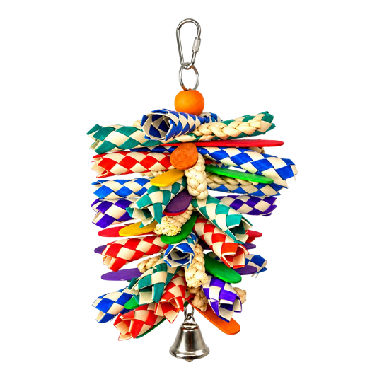 Hanging Parrot Chew Toy with Wood, Cardboard and Rope