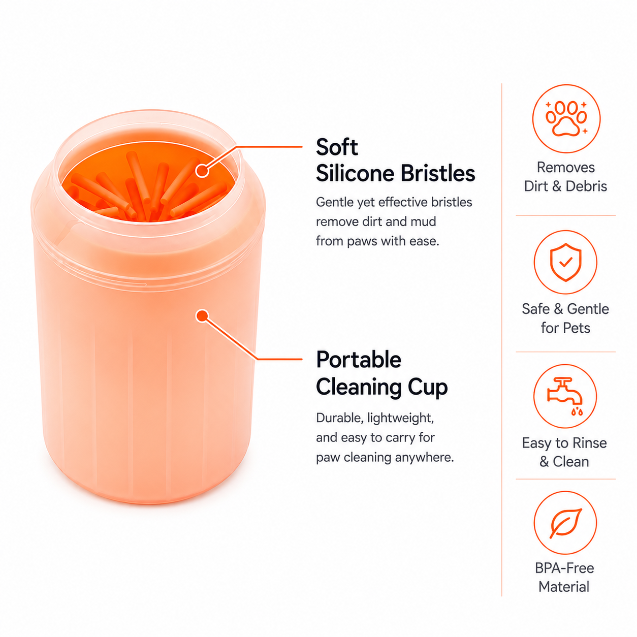 Portable Pet Paw Cleaner - Orange