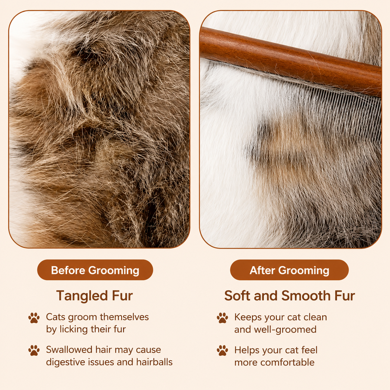 Stainless Steel Pet Grooming Comb with Wooden Handle for Cats Dogs and Small Pets