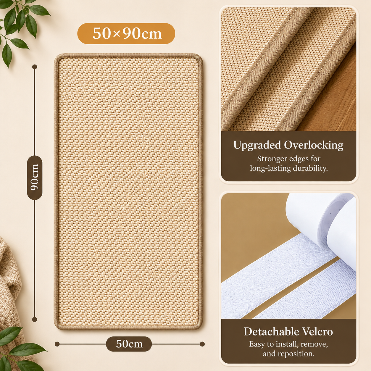 Cat Sisal Scratcher Mat Claw Grinding Pad 50x90cm