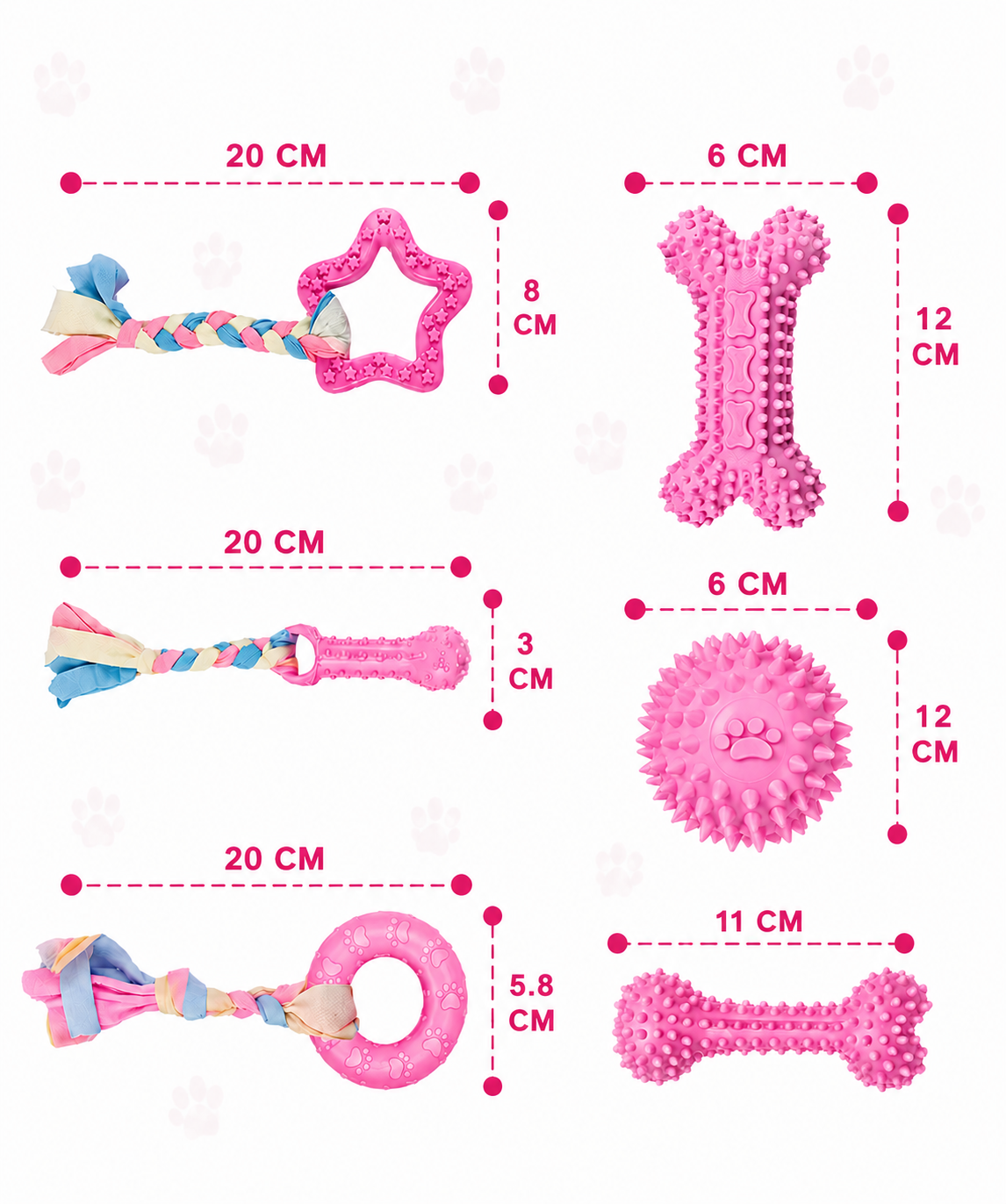 6 PCS Rubber Chew Toys for Puppies and Small Dogs