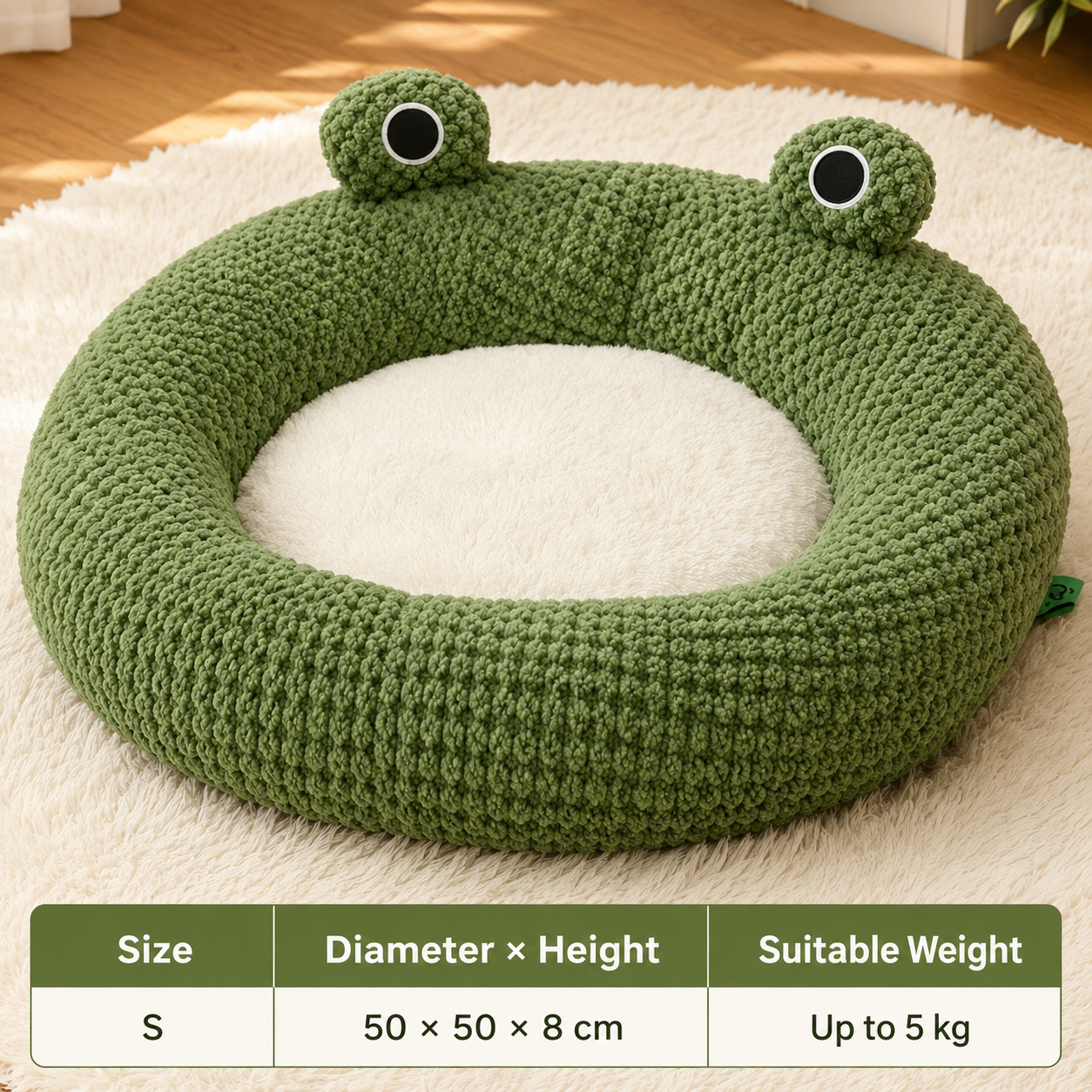 Frog Design Pet Bed Plush Semi Enclosed Cat Nest Cushion for Small Dogs and Cats