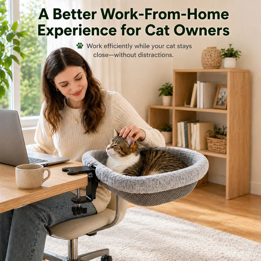 Foldable Cat Desk Hammock Bed Semi Circular Table Perch