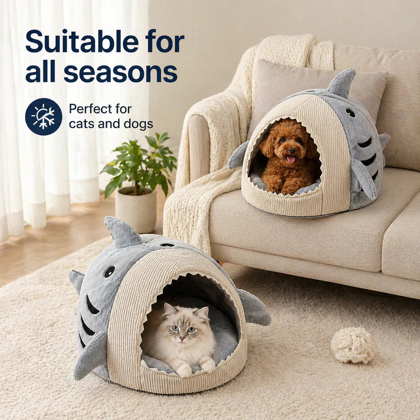 Indoor Cotton Pet Mat Soft Cushion Shark Bed for Cats and Small Dogs