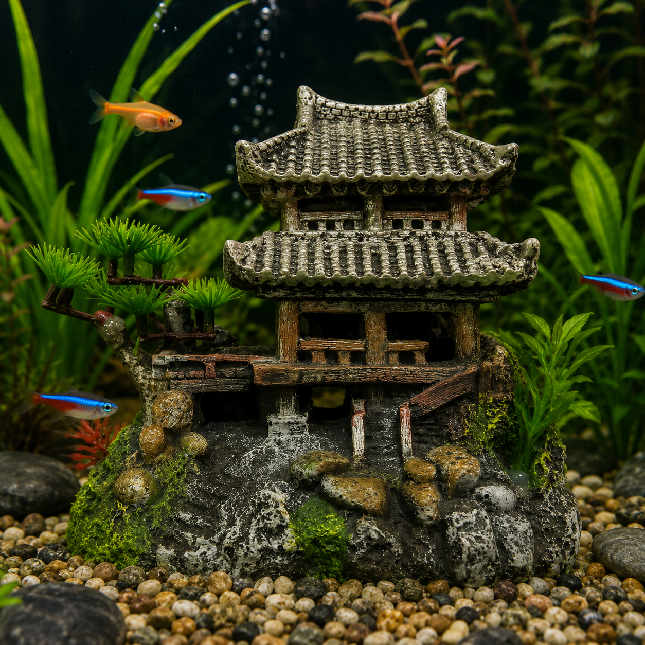 Classic Asian Tower Aquarium Ornament