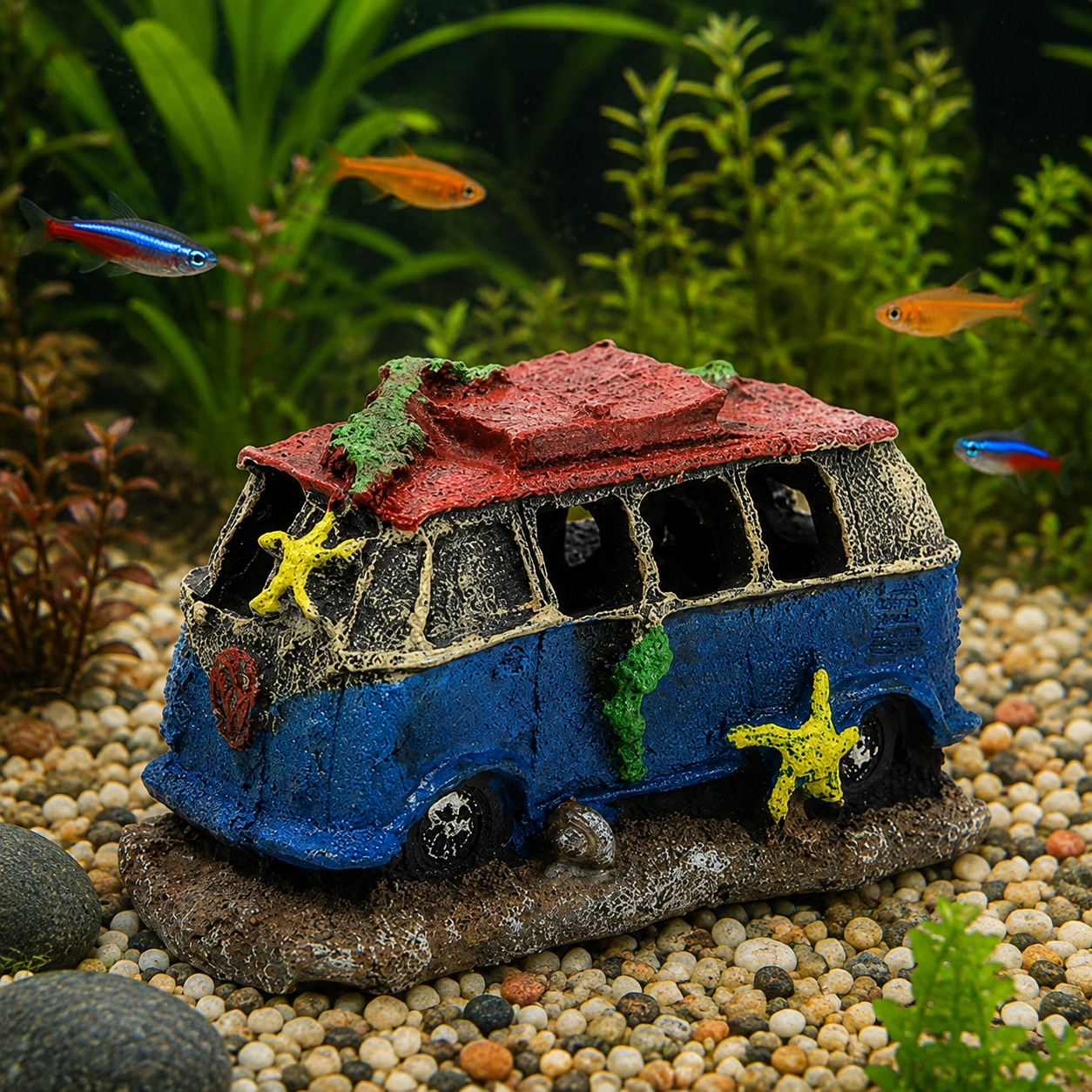 Aquarium Old Bus Resin Ornament