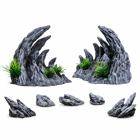 7PCS Aquarium Resin Dragon Stone Rock Ornaments
