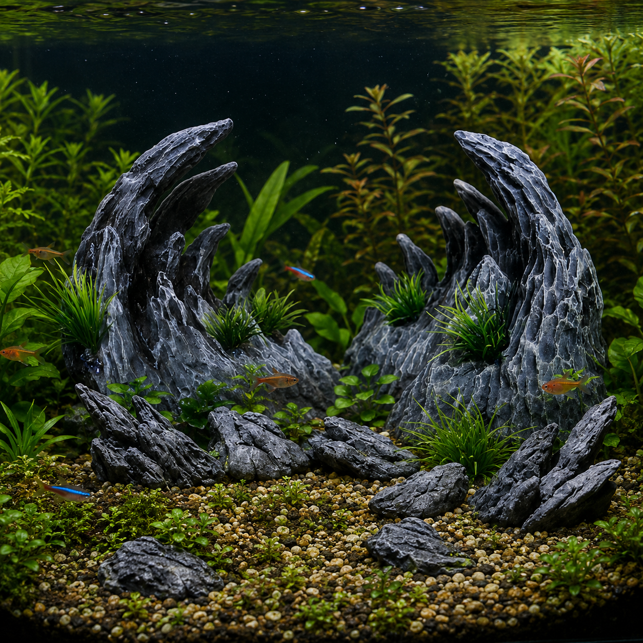 7PCS Aquarium Resin Dragon Stone Rock Ornaments