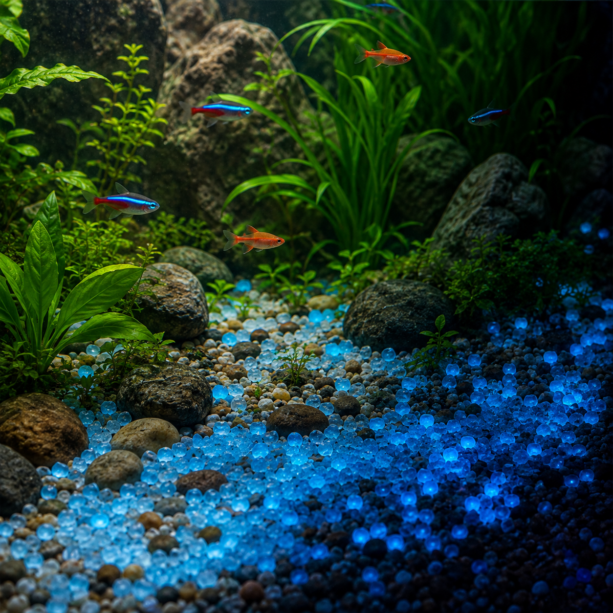 Blue Glow in the Dark Aquarium Gravel 250g