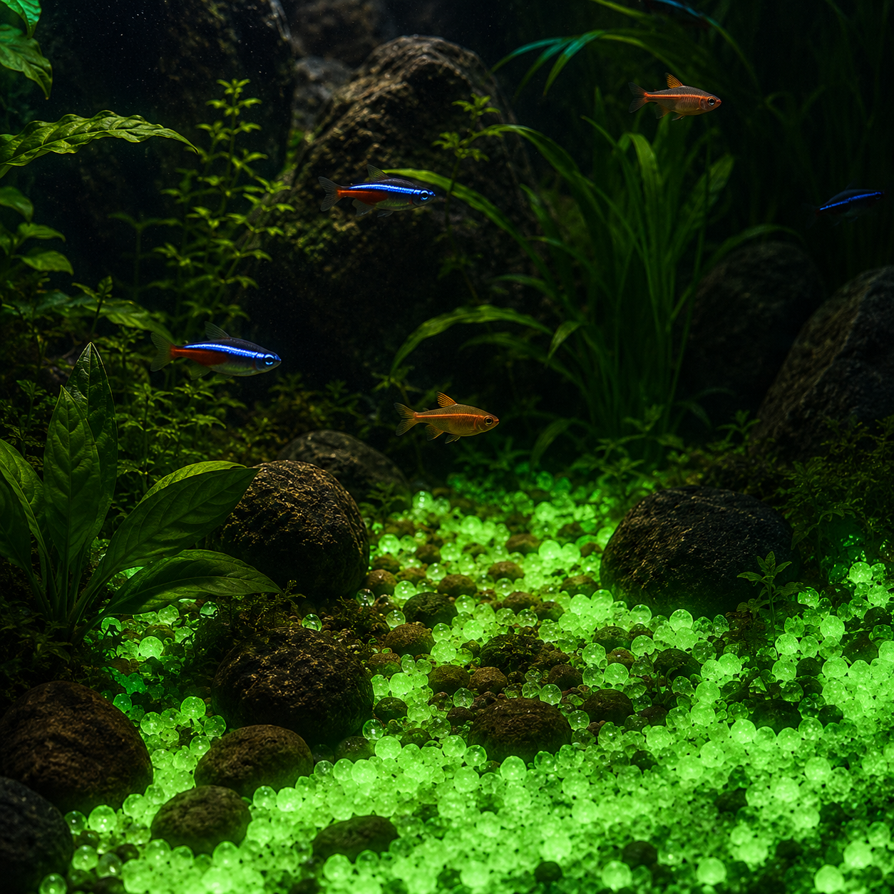 Green Glow in the Dark Aquarium Gravel 250g