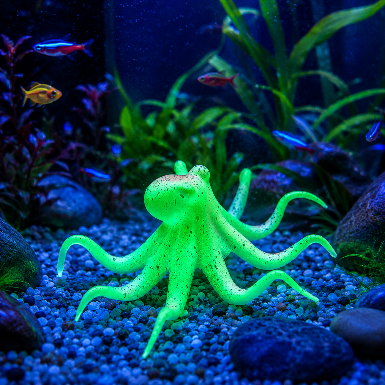 Glowing Octopus Aquarium Ornament - Green