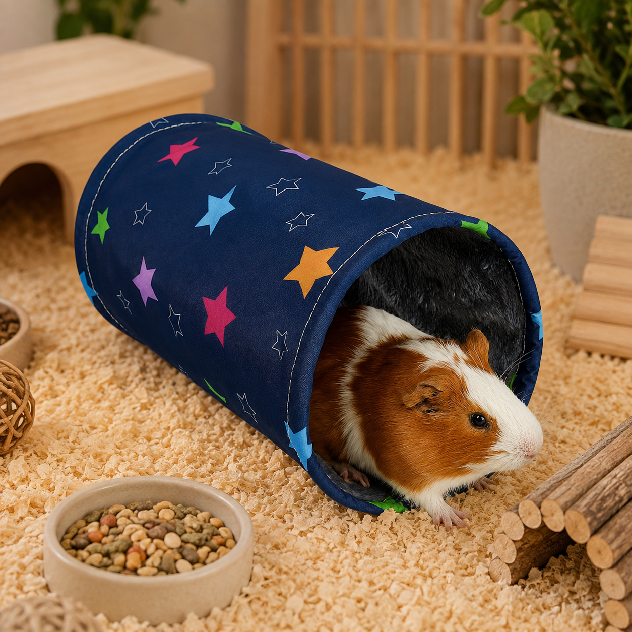 Small Animal Play Tunnel with Soft Plush Interior