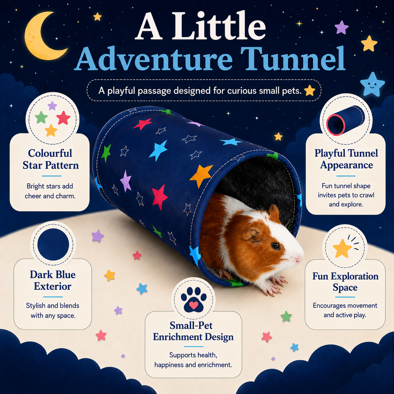 Small Animal Play Tunnel with Soft Plush Interior