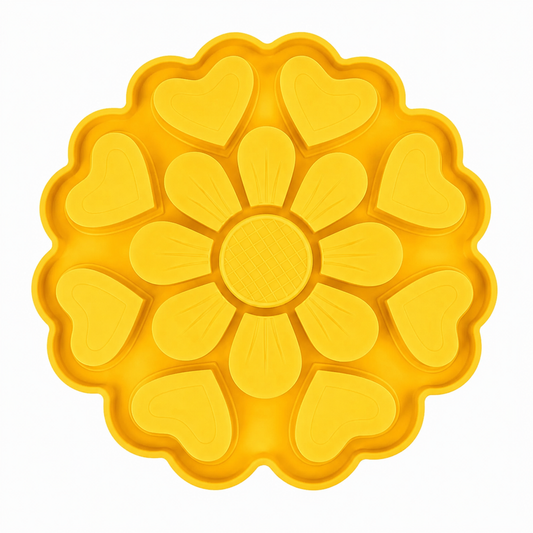 Silicone Cat Slow Feeder Lick Mat - Yellow Flower