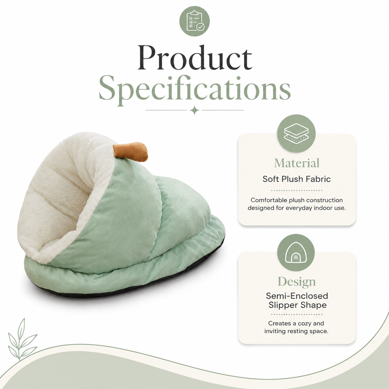 Plush Slipper-Shaped Cat Bed with Semi-Enclosed Design