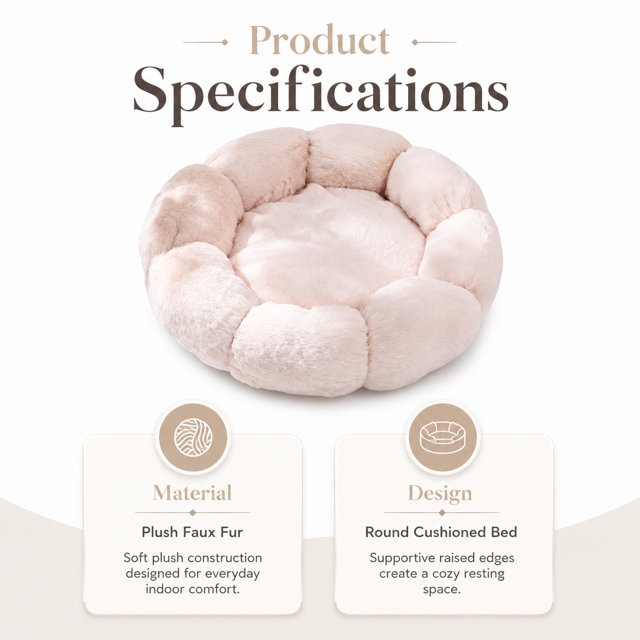 Soft Cozy Round Plush Pet Bed for Cats and Small Dogs