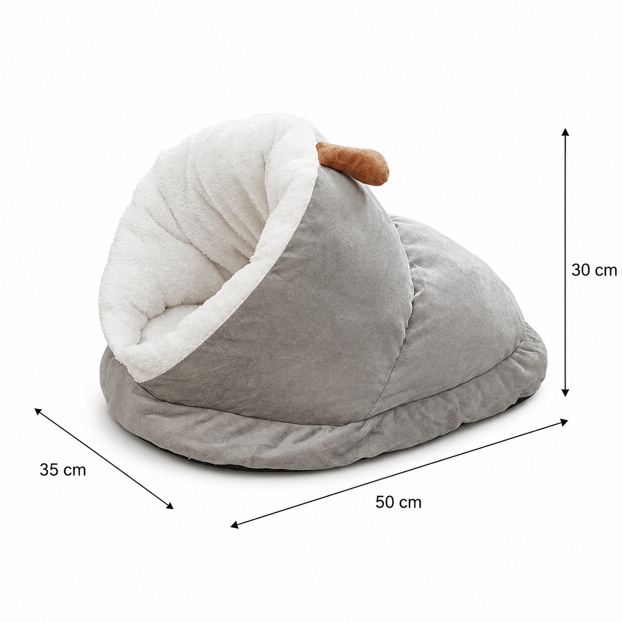 Warm Plush Slipper Style Pet Bed for Cats and Small Dogs - Grey