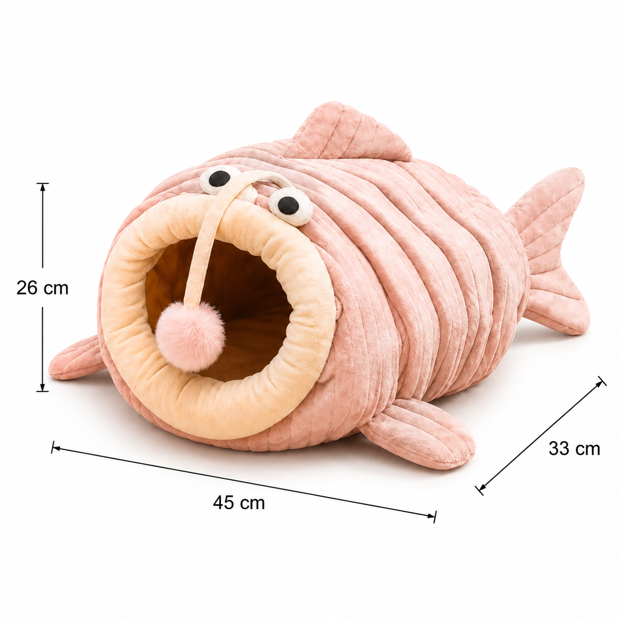 Lantern Fish Shaped Plush Cat Cave Bed