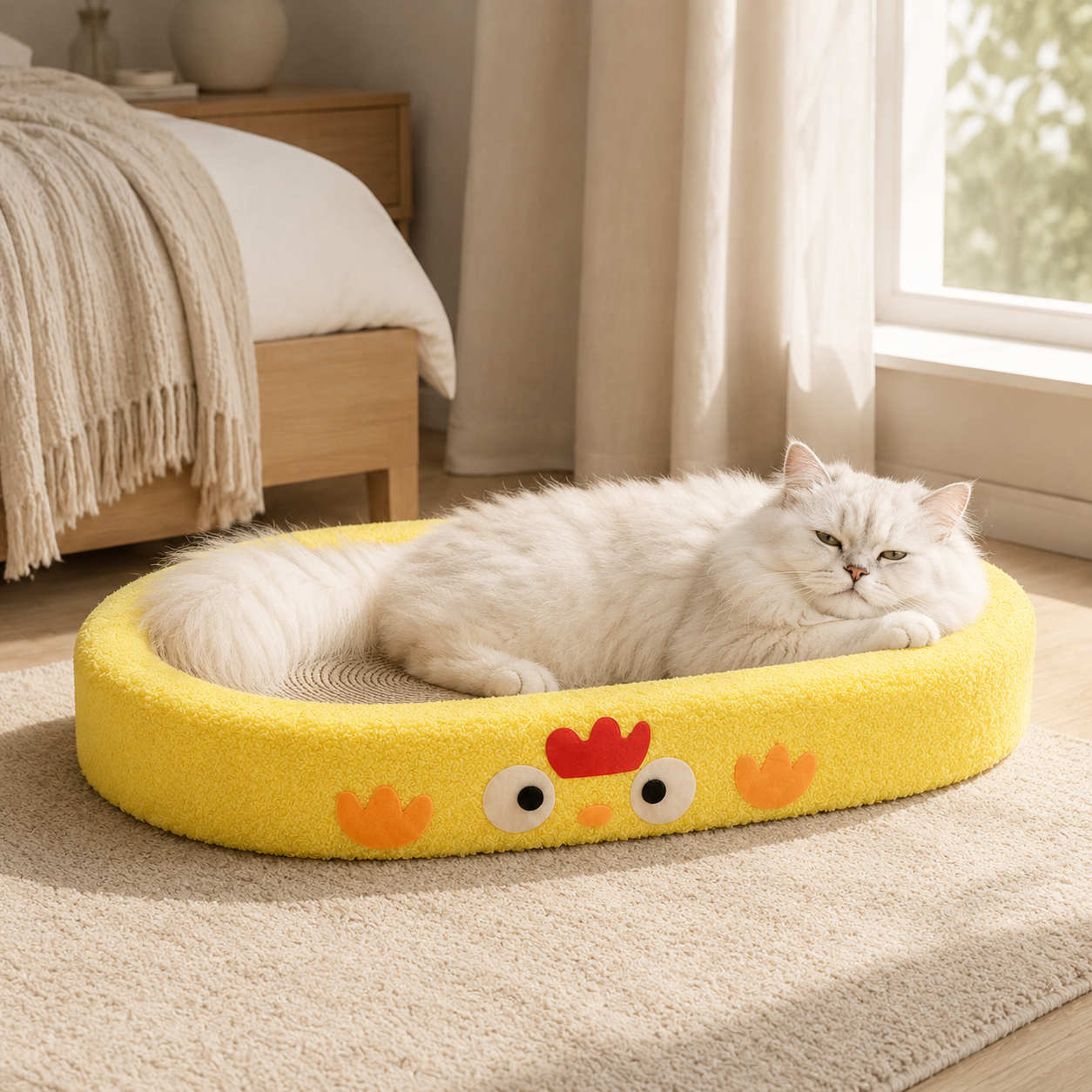 Oval Cat Scratcher Bed with Sisal Scratching Pad