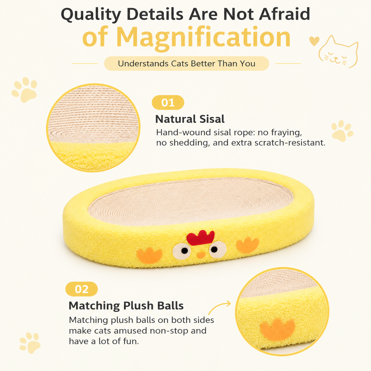 Oval Cat Scratcher Bed with Sisal Scratching Pad