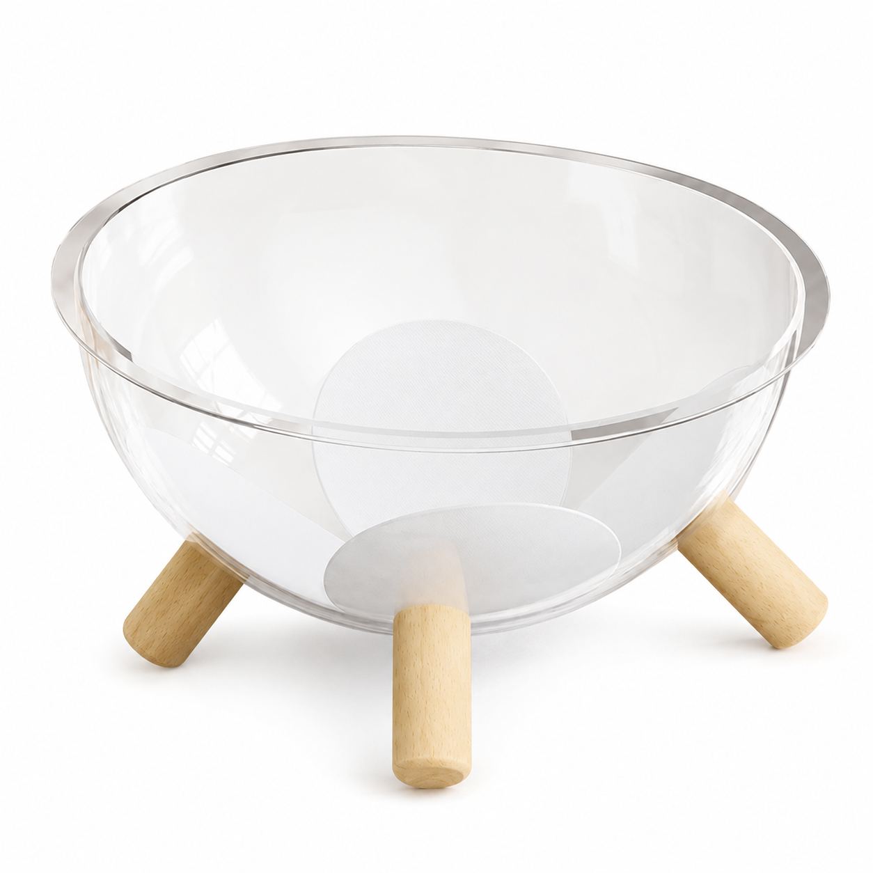 Transparent Cat Bed with Wooden Stand and Plush Cushion