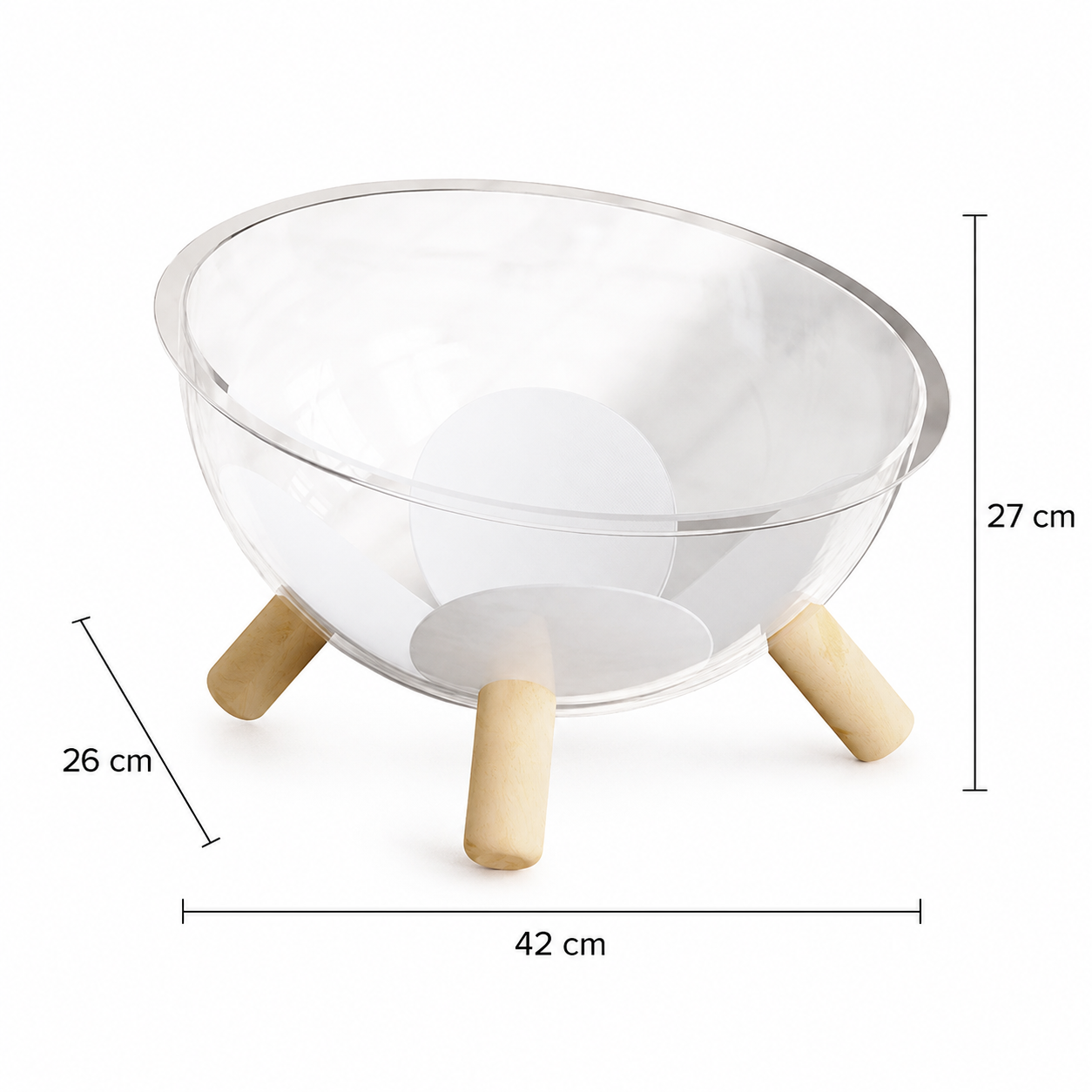 Transparent Cat Bed with Wooden Stand and Plush Cushion