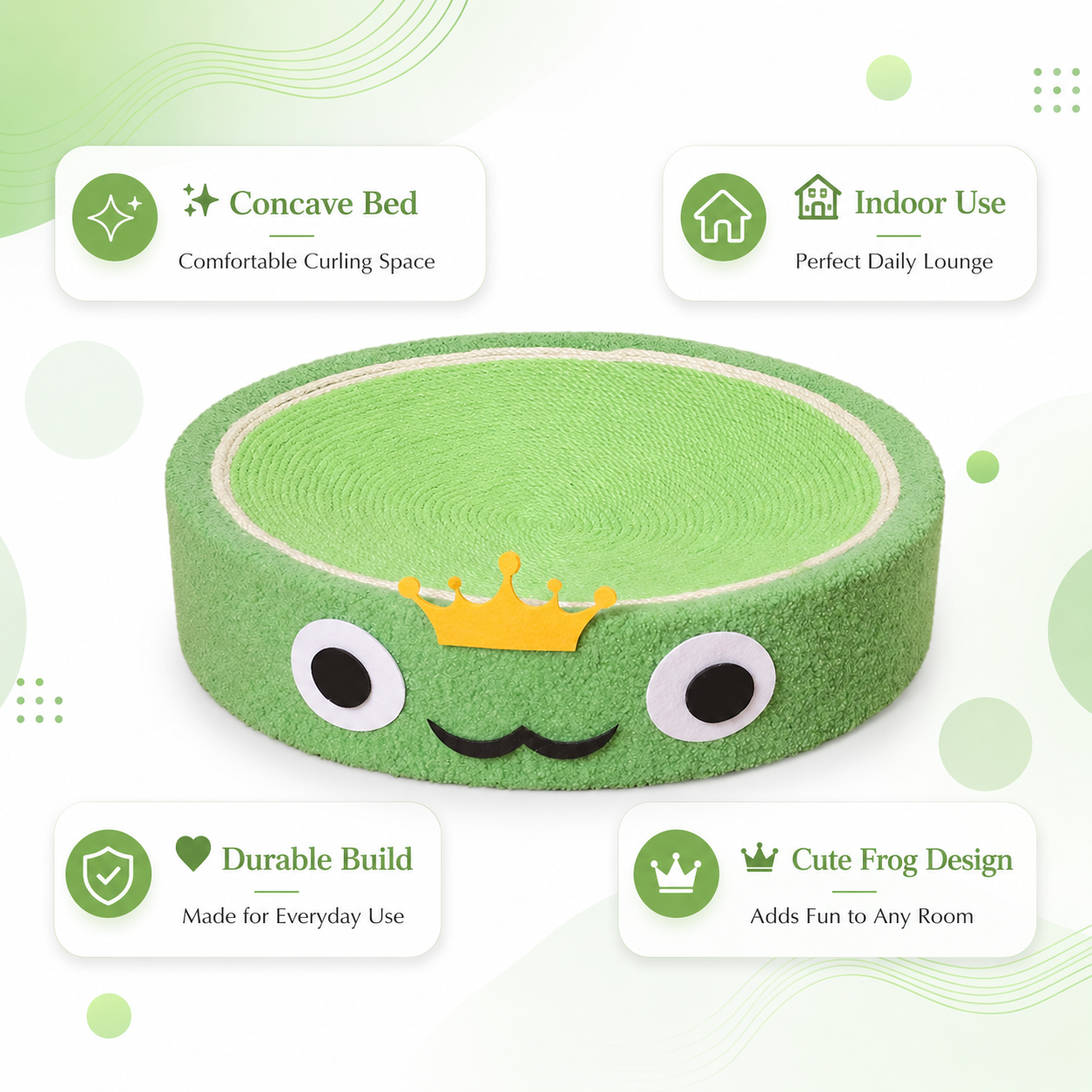 Plush Round Cat Scratcher Bed with Sisal Scratching Surface