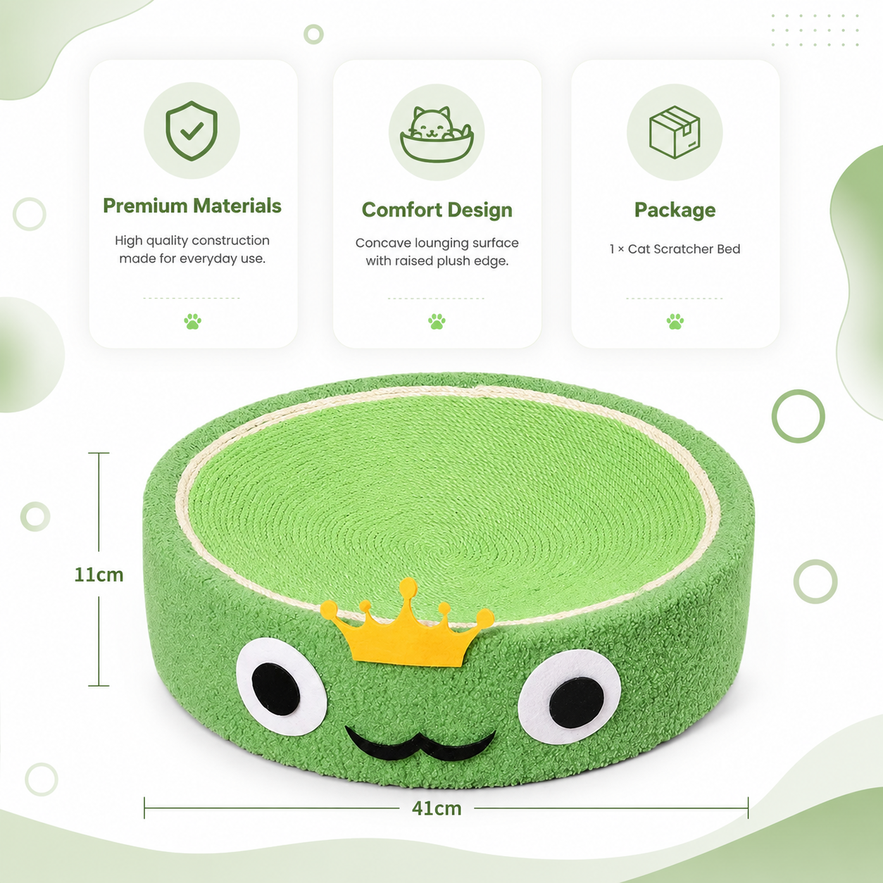 Plush Round Cat Scratcher Bed with Sisal Scratching Surface