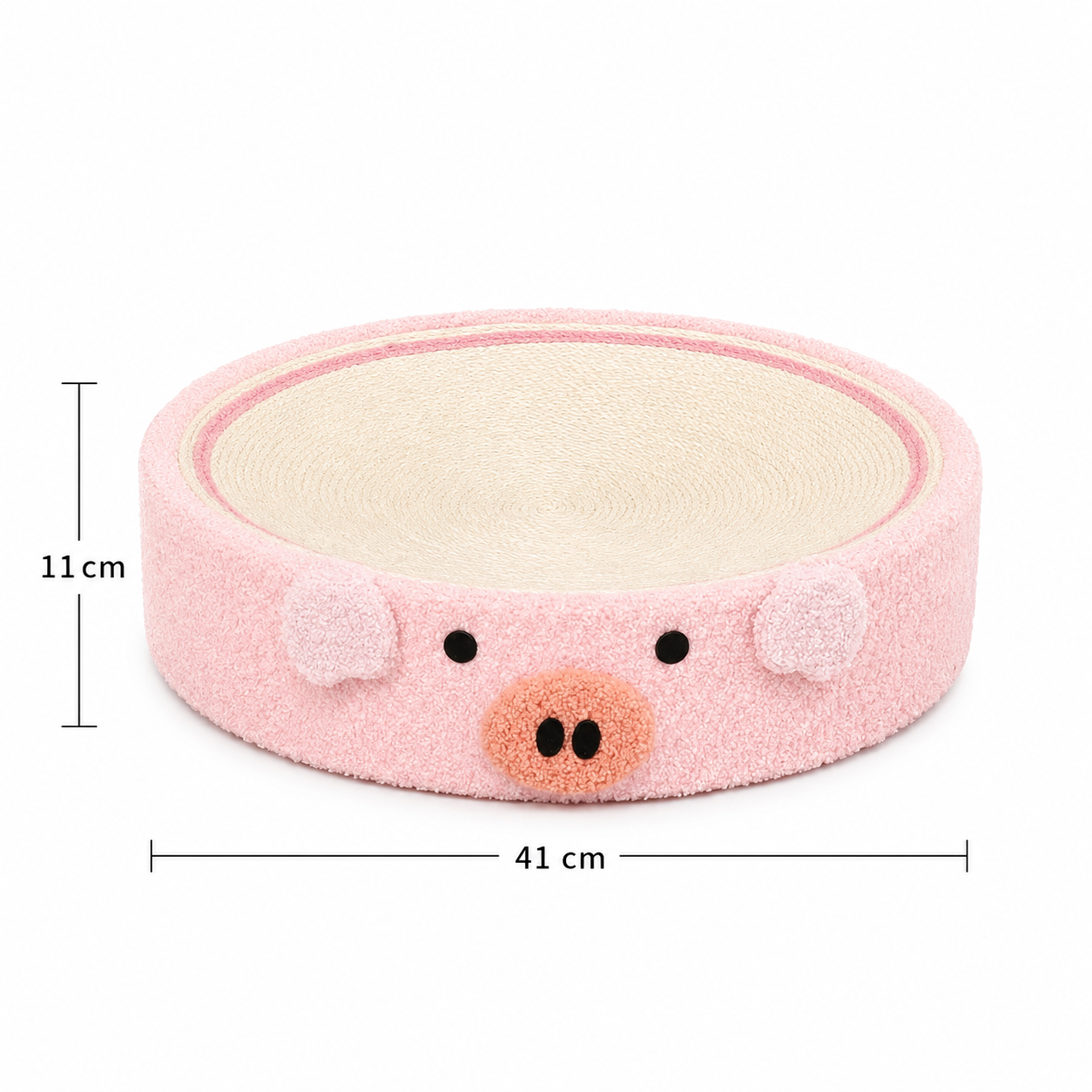 Cute Plush Pig Round Cat Scratcher Lounge Bed with Sisal Pad