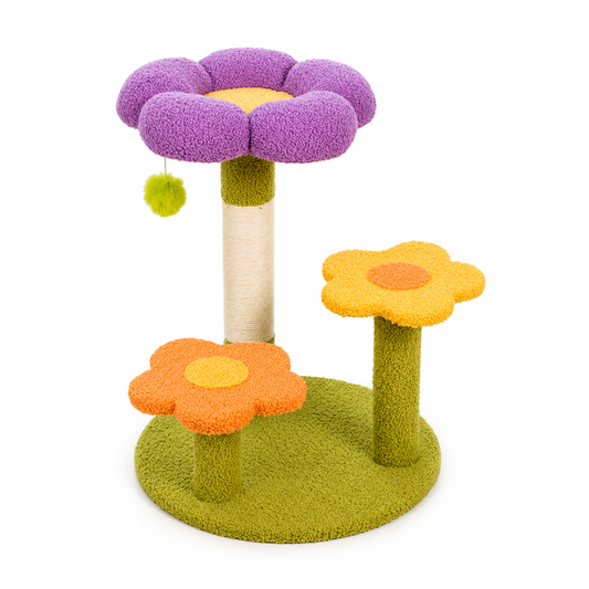 Flower-Shaped Cat Tree with Scratching Post