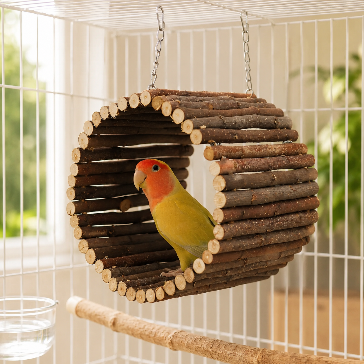 Wood Hanging Bird Perch