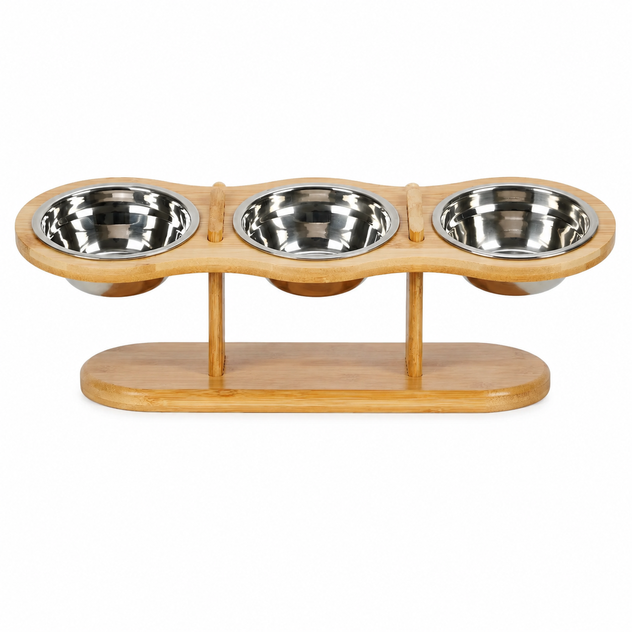 3 in 1 Elevated Stainless Steel Cat Bowl Feeding Set with 15° Angled Stand