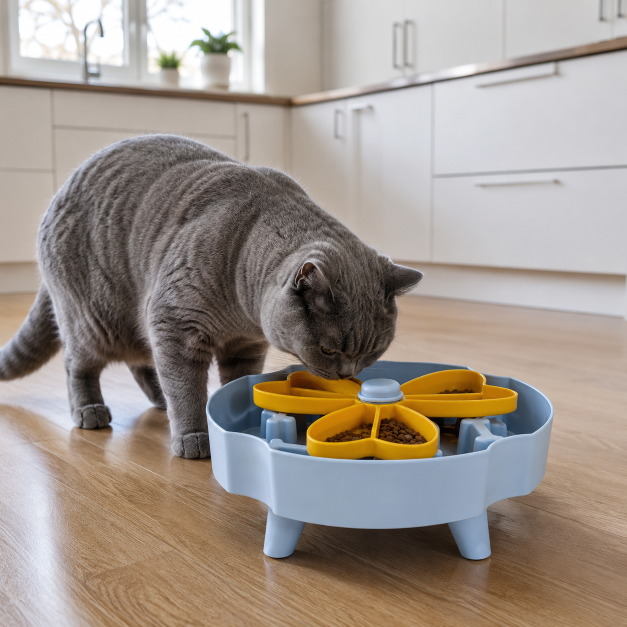 Detachable Rotating Pet Feeding Bowl - Blue