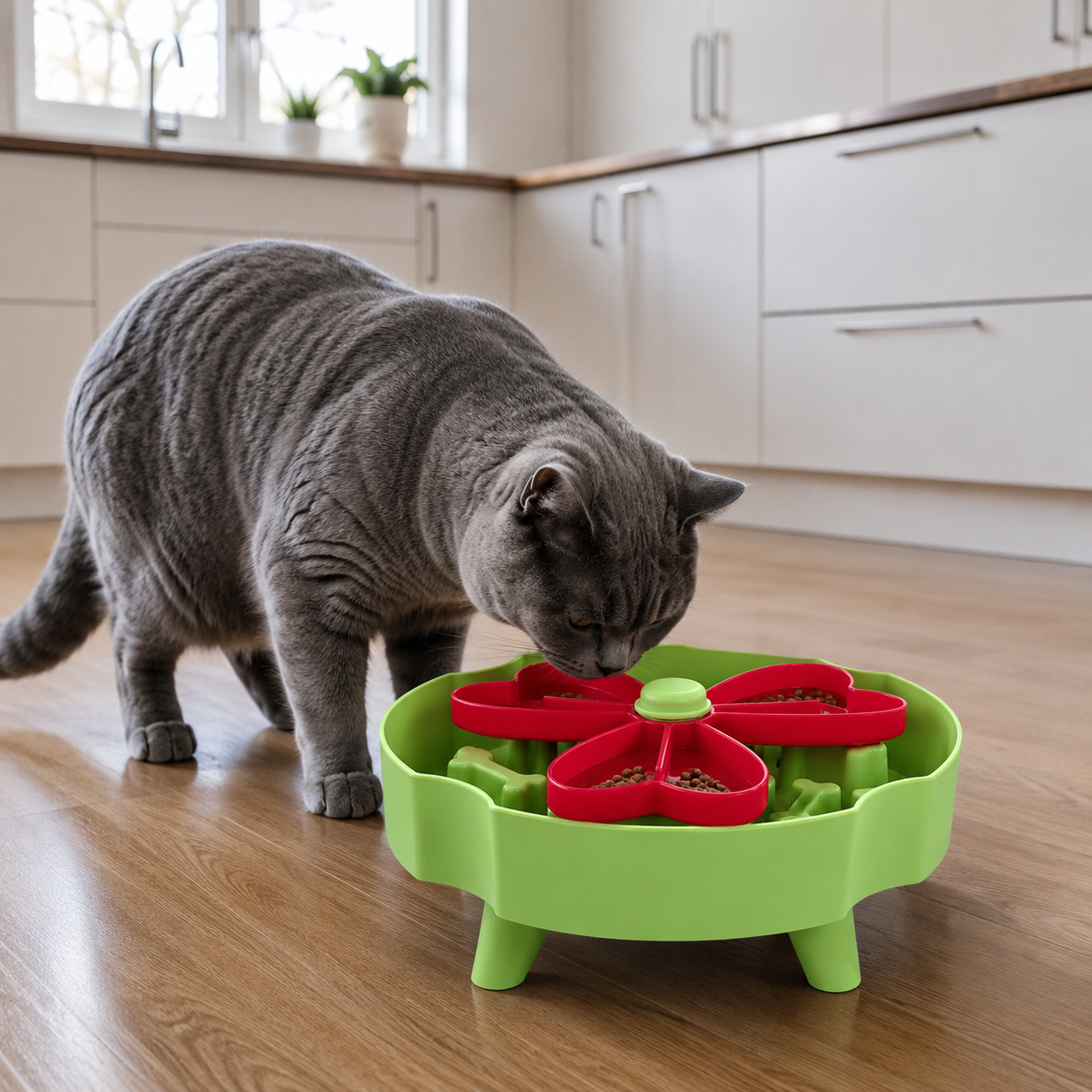 Detachable Rotating Pet Feeding Bowl - Green