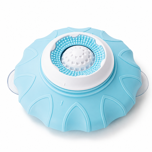 Cat Slow Feeder Bowl with Rotating Lick Pad - Blue