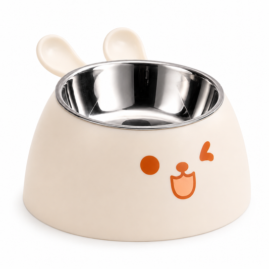 Elevated Cat Feeding Bowl - White