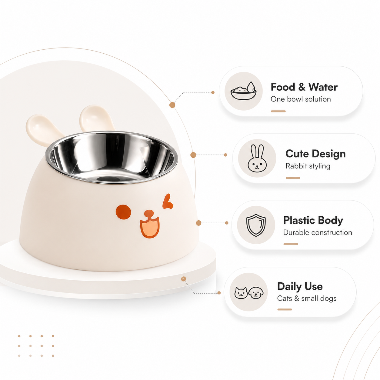 Elevated Cat and Small Dog Feeding Bowl - White